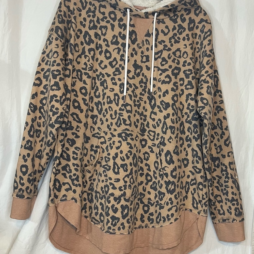 Maurices Animal Print Hoodie - Tan and Black
